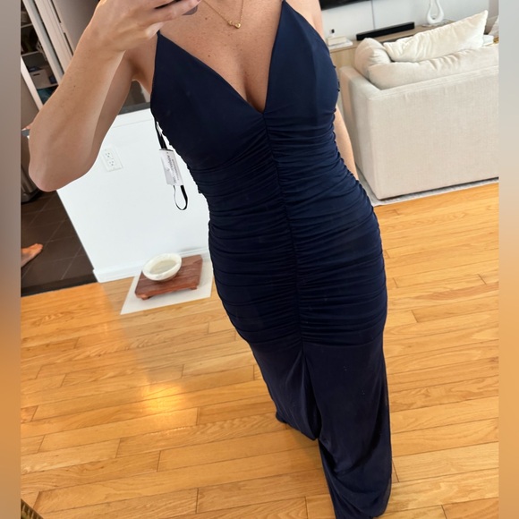 Navy blue ruched Windsor dress - Picture 3 of 3